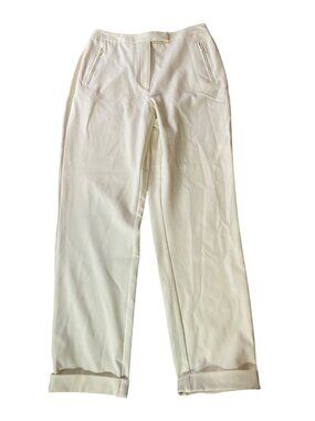 Liz Claiborne Lizsport Wide Leg Ivory Pants Cuffed Hem Zipper Pockets Size 10